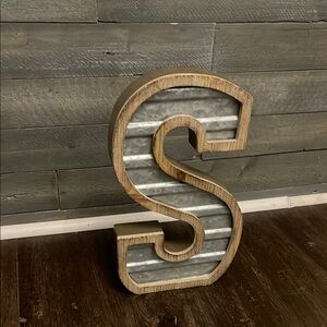 Rustic Metal and Wood Letter S Decor
